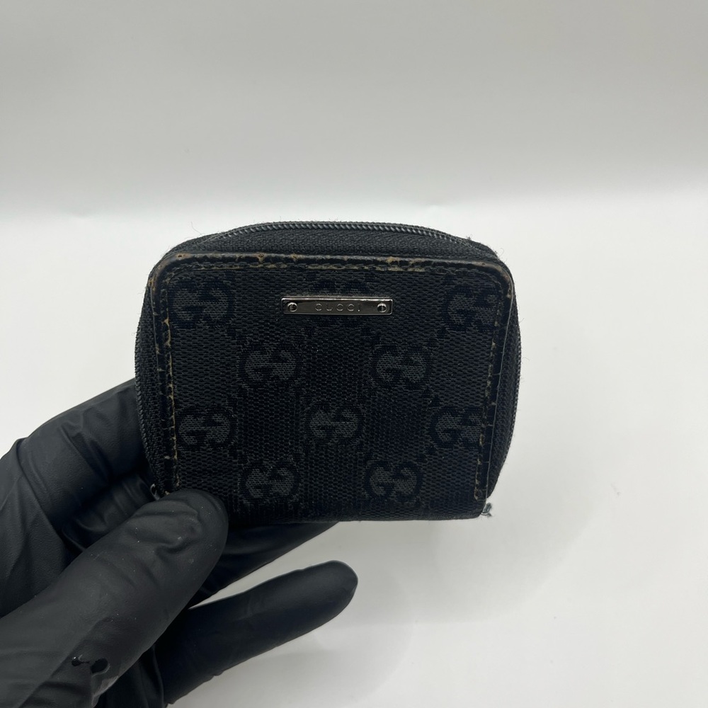 Authentic Gucci Black Monogram Canvas Coin Wallet